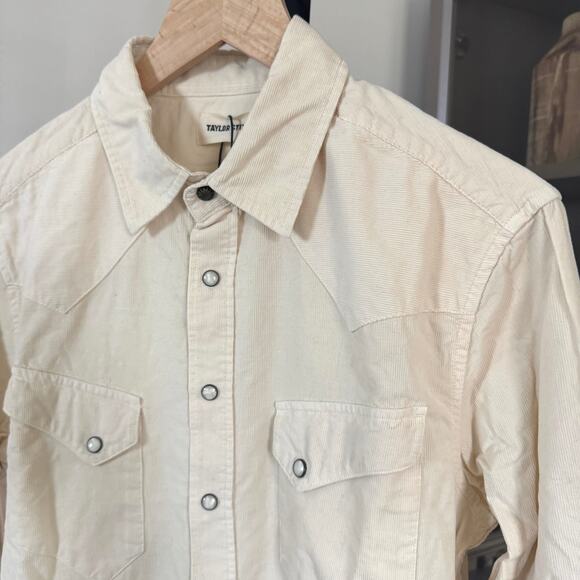 Taylor Stitch The Western Pincord Natural Long Sleeve Shirt 38 NEW Pearl Snap - Picture 3 of 7
